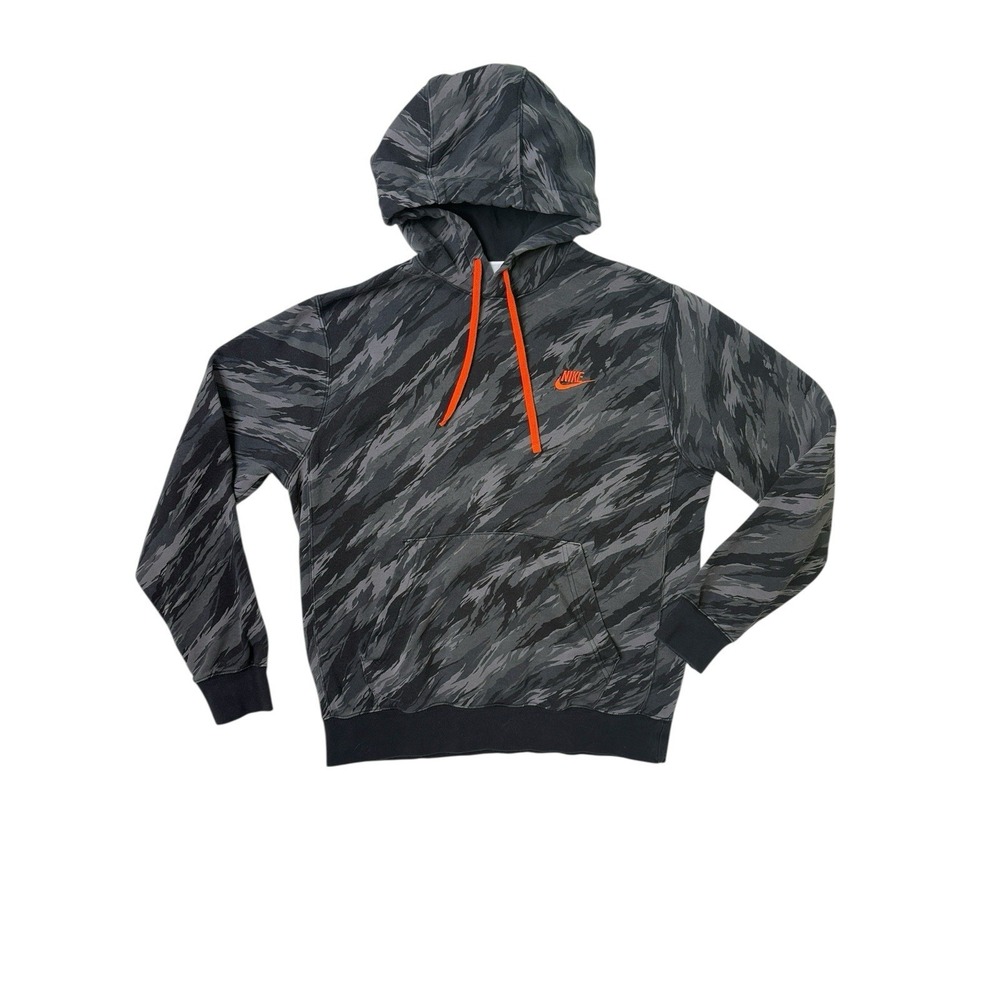 Nike Mens Hoodie Black And Gray Camo Pullover Training Long Sleeve Hoodie Medium